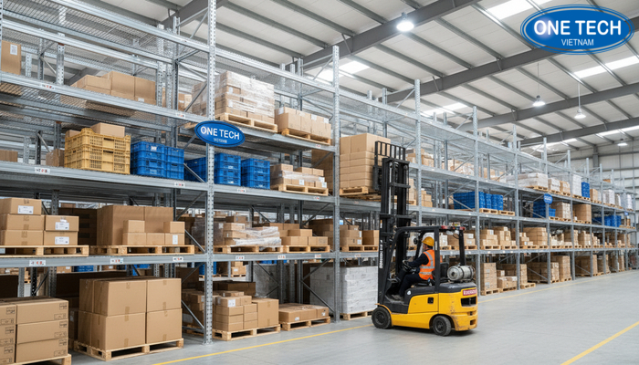 Minh họa quản lý vị trí pallet theo chiều sâu trong kệ double deep