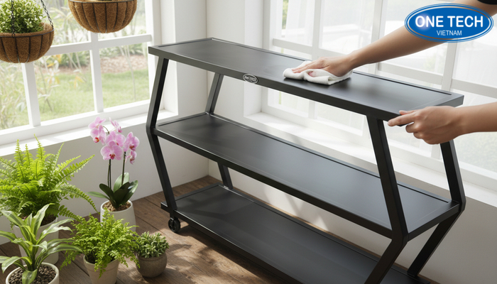 Ve sinh ke trung bay cay canh Cac buoc ve sinh ke trung bay cay canh sach se va an toan