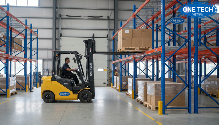 Thiết bị xe nâng phù hợp khi vận hành kệ double deep