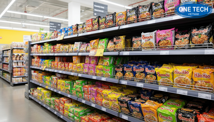 Gợi ý bố trí tầng kệ cho mì Hảo Hảo, Omachi và mì Hàn Quốc