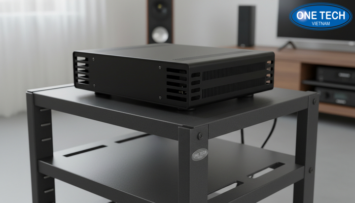 Chi tiết khoảng thoáng tản nhiệt cho amply khi đặt trên kệ