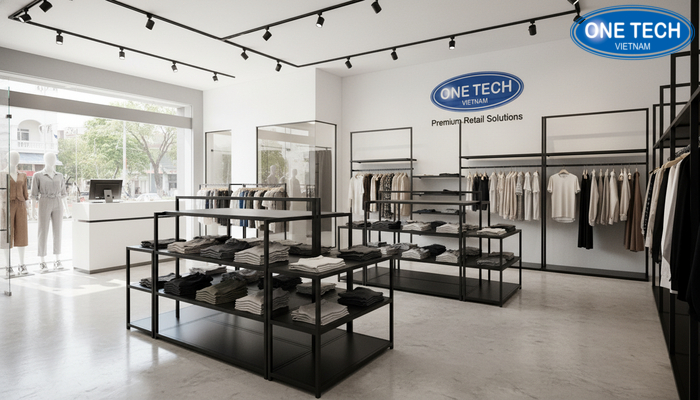 Thi công kệ trưng bày shop quần áo tại Thanh Hóa Công trình thi công kệ cho shop thời trang tại Thanh Hóa