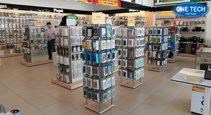 Kệ đứng móc treo đa tầng trưng bày cáp sạc và tai nghe