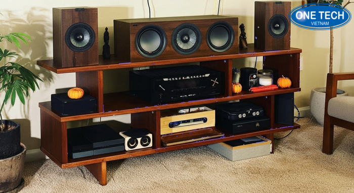 Mẫu kệ trưng bày loa gỗ MDF phủ melamine cho phòng khách