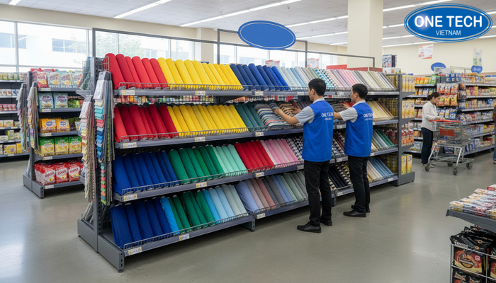 Kệ tầng để vải gấp nhiều tầng Mẫu kệ tầng nhiều tầng để vải gấp phù hợp cửa hàng và siêu thị