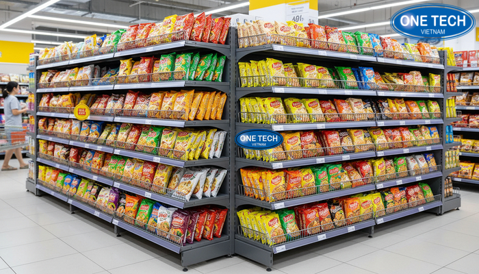 So sánh kệ thép sơn tĩnh điện và kệ inox dùng cho mì tôm