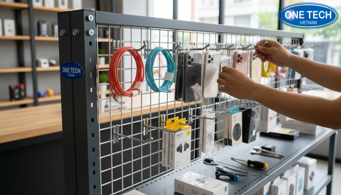 Tự làm kệ treo phụ kiện điện thoại bước 3 gắn móc và trưng bày thử