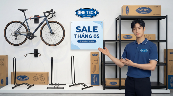 Sale tháng 05 kệ trưng bày xe đạp Banner chương trình sale tháng 05 cho kệ trưng bày xe đạp