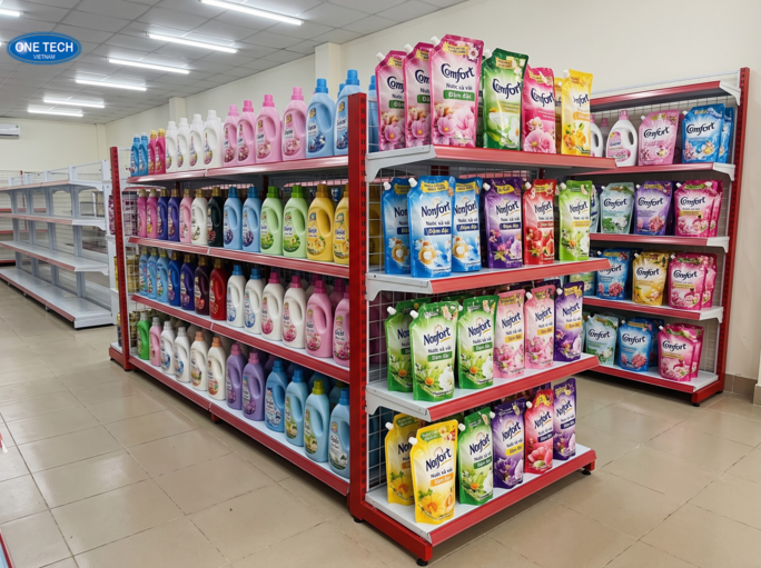 Các loại giá kệ trưng bày nước xả vải Thanh Hóa phổ biến hiện nay